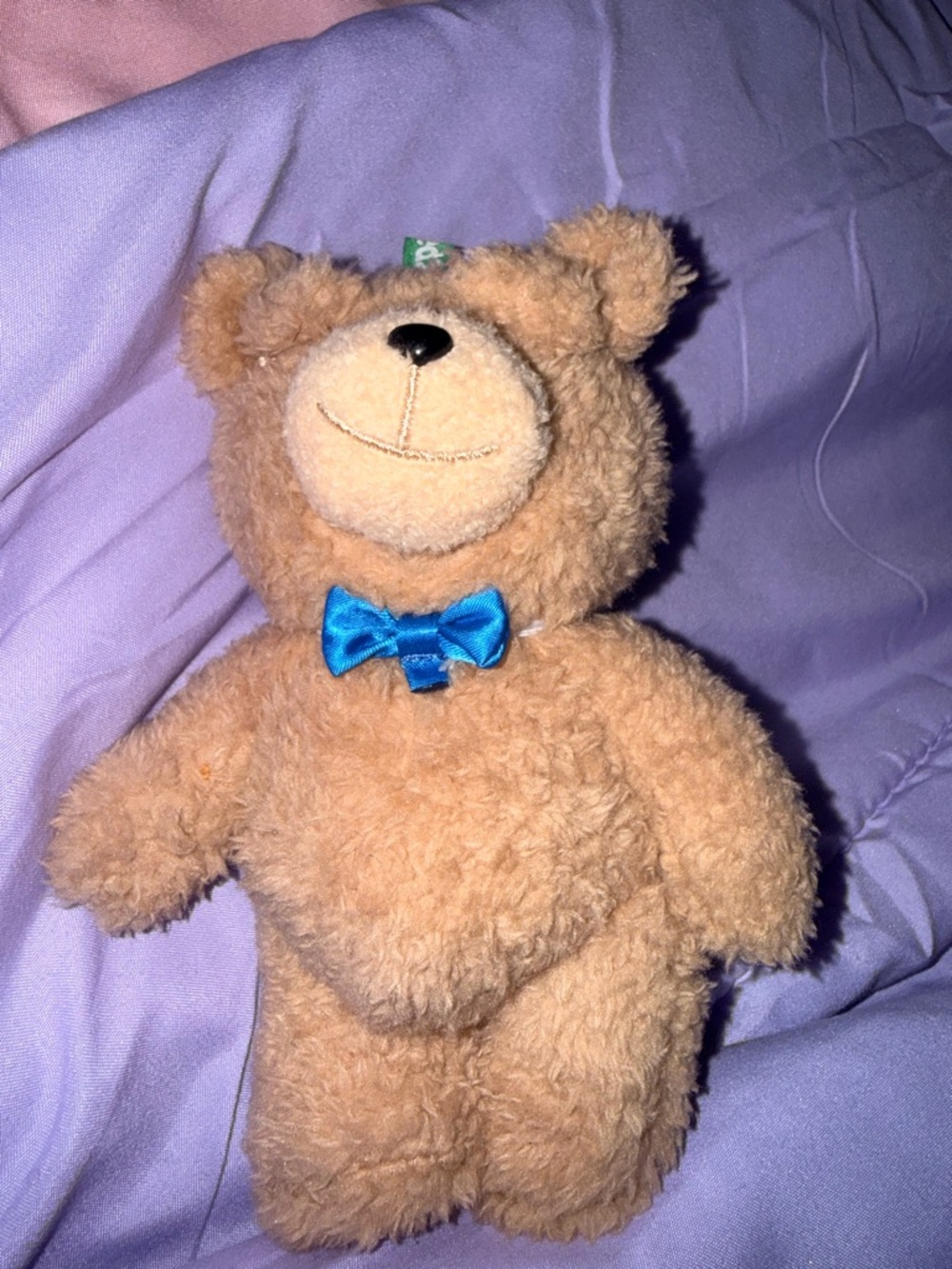 Plush Teddy Bear with Blue Bow - Soft Brown Stuffed Toy